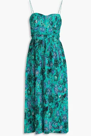 ULLA JOHNSON Jessie printed cotton-poplin midi dress - Green - US 0