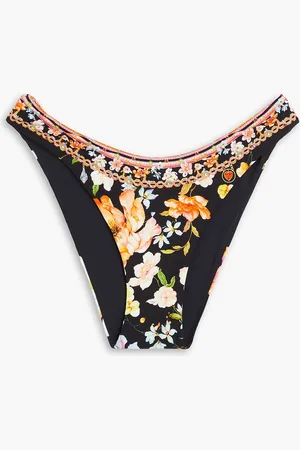 Camilla Crystal-embellished printed low-rise bikini briefs - - UK 10