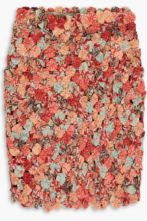 ULLA JOHNSON Ariella floral-appliquéd cotton and silk-blend mini skirt - - XL