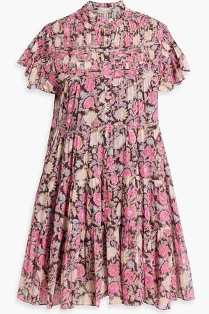 Marant Etoile Lanikaye tiered floral-print cotton-voile mini dress - - FR 34