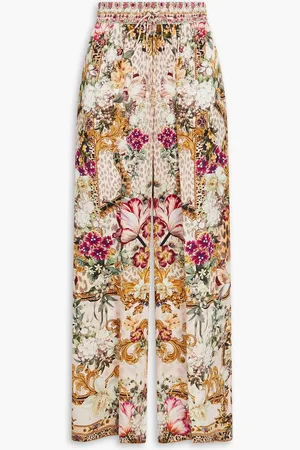 Camilla Printed silk crepe de chine wide-leg pants - - S