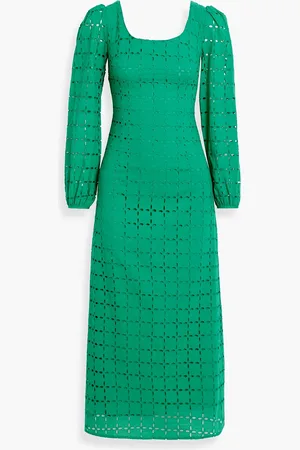 Harley Viera-Newton Jules broderie anglaise cotton midi dress - Green - US 10