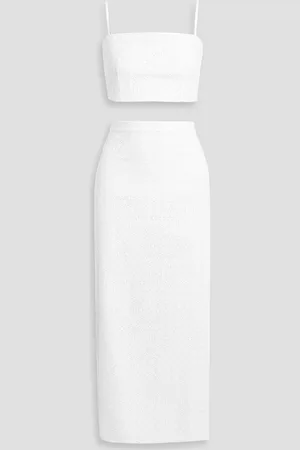 Harley Viera-Newton Affie cropped broderie anglaise cotton top and midi skirt set - - US 4