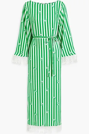 Harley Viera-Newton Andrea fringed striped silk maxi dress - - US 6
