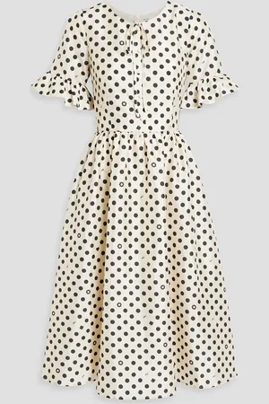 Harley Viera-Newton Willow ruffled printed taffeta midi dress - White - US 8