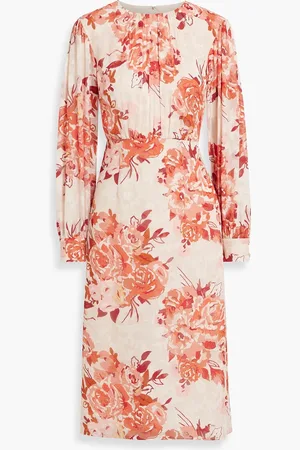 MIKAEL AGHAL Floral-print fil coupé chiffon midi dress - Orange - US 10