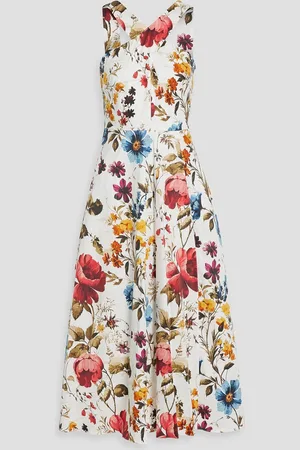 MIKAEL AGHAL Floral-print cotton-blend broadcloth midi dress - - US 2