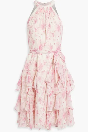 MIKAEL AGHAL Ruffled floral-print jacquard dress - - US 4