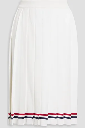 Thom Browne Pleated striped stretch-knit midi skirt - - IT 38