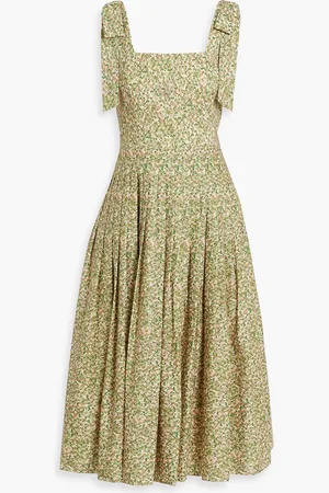 MIKAEL AGHAL Bow-detailed floral-print cotton midi dress - - US 4