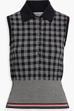 Thom Browne Checked merino wool top - Blue - IT 38