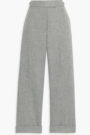 Thom Browne Cropped herringbone wool tapered pants - - IT 40