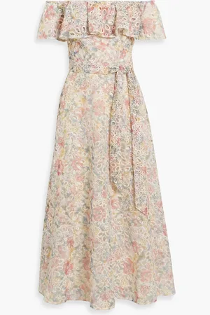 MIKAEL AGHAL Off-the-shoulder printed broderie anglaise midi dress - - US 4