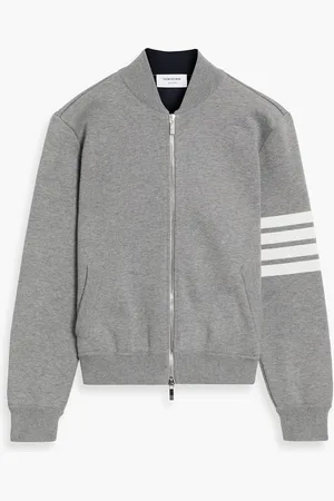 Thom Browne Appliquéd cotton-blend jersey bomber jacket - Gray - 0