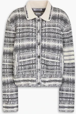 Thom Browne Checked jacquard-knit wool-blend bomber jacket - - IT 42