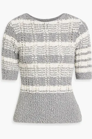 Thom Browne Striped bouclé-knit cotton-blend sweater - - IT 40