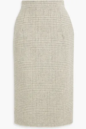 Thom Browne Checked wool-tweed midi skirt - Gray - IT 44