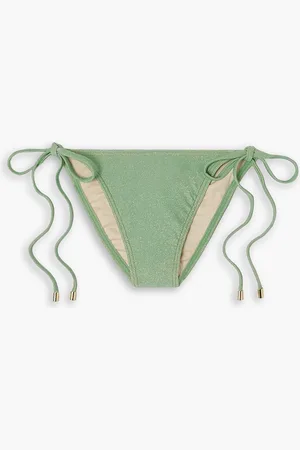 Peony Glisten metallic bikini briefs - Green - UK 14