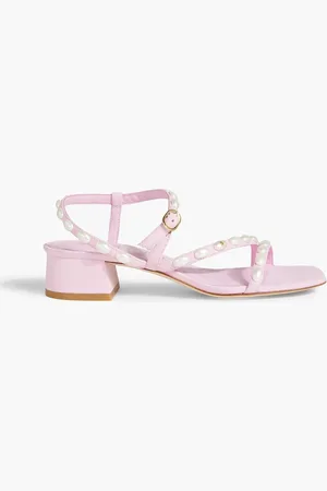 Stuart Weitzman Pearlita 35 faux pearl-embellished suede sandals - Pink - EU 38