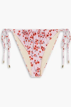 Peony Ruched floral-print stretch-ECONYL bikini briefs - Pink - XS
