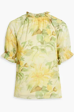 MIKAEL AGHAL Ruffled floral-print chiffon blouse - - US 8
