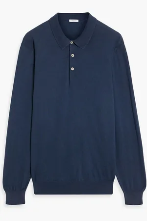 Boglioli Cotton polo sweater - Blue - XXL