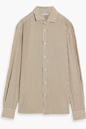 Boglioli Striped Lyocell shirt - Green - 41cm