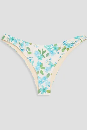 Peony Curve ruched stretch-ECONYL bikini briefs - White - S