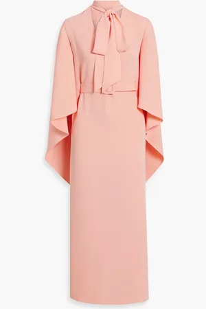 HUISHAN ZHANG Salina cape-effect crepe maxi dress - Orange - UK 12