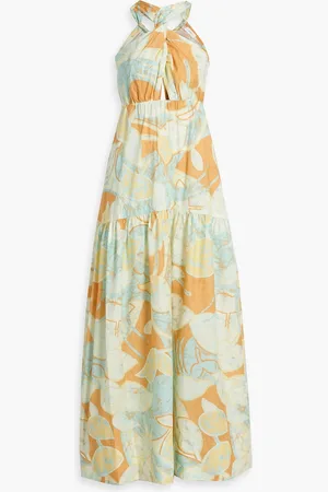 A.L.C. Veronica cutout printed cotton-poplin maxi dress - Blue - US 6