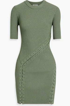Simkhai Gilly lace-up ribbed-knit mini dress - Green - S