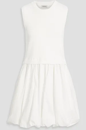 Simkhai Silas ribbed-knit and cotton-poplin mini dress - - XS