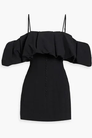Simkhai Puff cold-shoulder ruffled cotton and linen-blend mini dress - - US 4