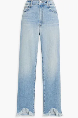 Simkhai River frayed high-rise straight-leg jeans - Blue - 24