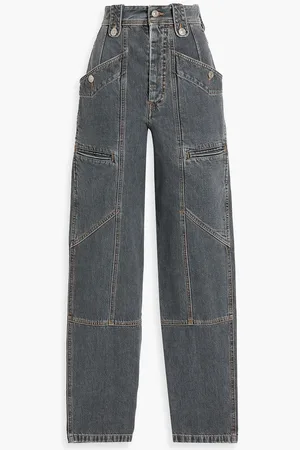 Marant Etoile Neko embroidered high-rise tapered jeans - Gray - FR 34