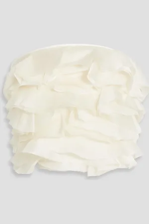 Simkhai Kirsten cropped ruffled silk-organza and satin-twill bustier top - White - US 10