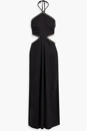 Simkhai Bellina embellished cutout linen-blend halterneck maxi dress - - S