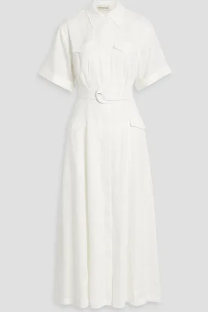Nicholas Belted linen maxi shirt dress - White - US 4