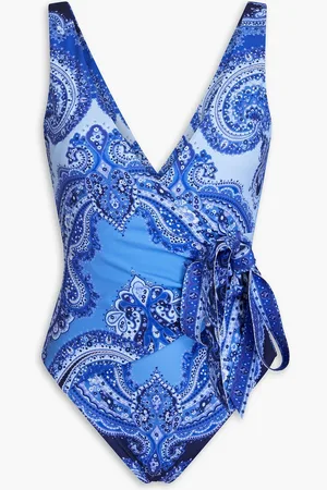 ZIMMERMANN Wrap-effect paisley-print swimsuit - Blue - 1