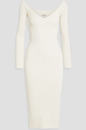 Khaite Pia ribbed-knit midi dress - White - S