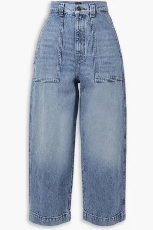 Khaite Hewey cropped high-rise wide-leg jeans - Blue - 29