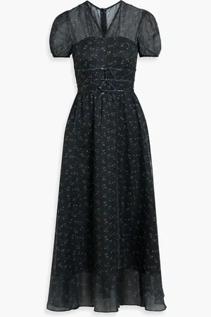 Harley Viera-Newton Scarlett layered floral-print chiffon and satin midi dress - - US 4
