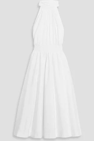VERONICA BEARD Kinny shirred cotton-blend poplin midi dress - - US 0
