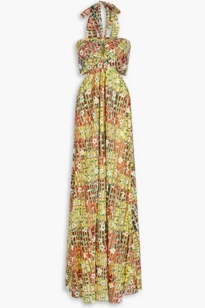 Diane von Furstenberg Ainslina printed cotton and silk-blend halterneck maxi dress - - L