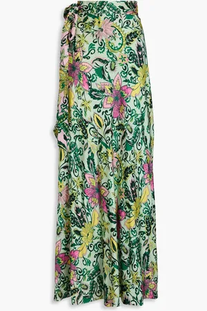 Diane von Furstenberg Krisa reversible floral-print crepe de chine maxi wrap skirt - Green - XXS