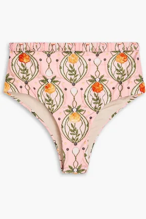 Agua by Agua Bendita Bendita Nopal Lunar embellished ruffled high-rise bikini briefs - Pink - S