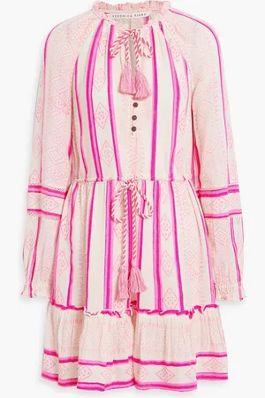 VERONICA BEARD Danica embroidered printed cotton-blend mini dress - Pink - M