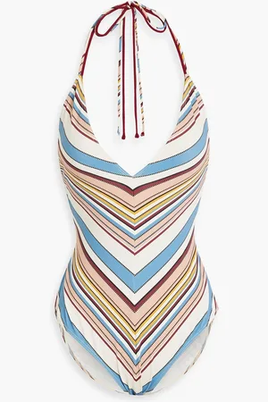 Frame Fawcett striped halterneck swimsuit - Blue - L