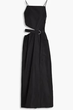 tibi Belted asymmetric cutout taffeta midi dress - - US 8