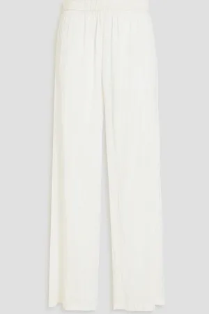 Solid The Milly crinkled crepe de chine wide-leg pants - White - XS